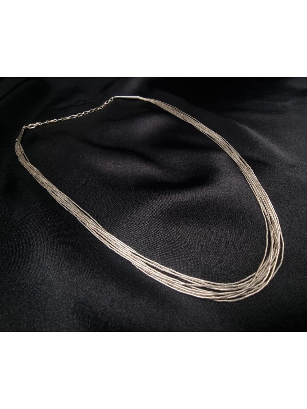 Early 2000s Liquid Silver 925 Multi-Strand Necklace With Lobster Clasp Closure